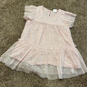 BABY GAP pink iridescent polkadot dress 0-3M